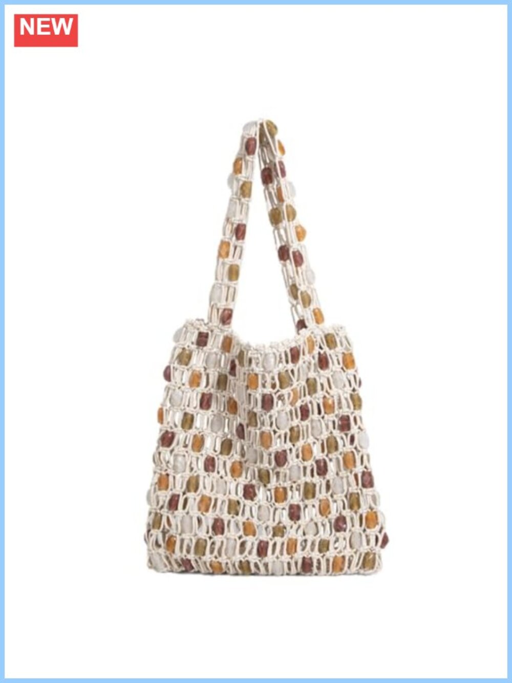 Beaded Tote Bag Boho Handwoven Rattan Crossbody Purse Chic Designer Handbag